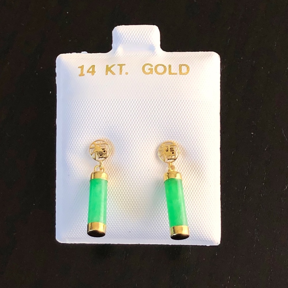 Genuine Jade and 14k gold earrings